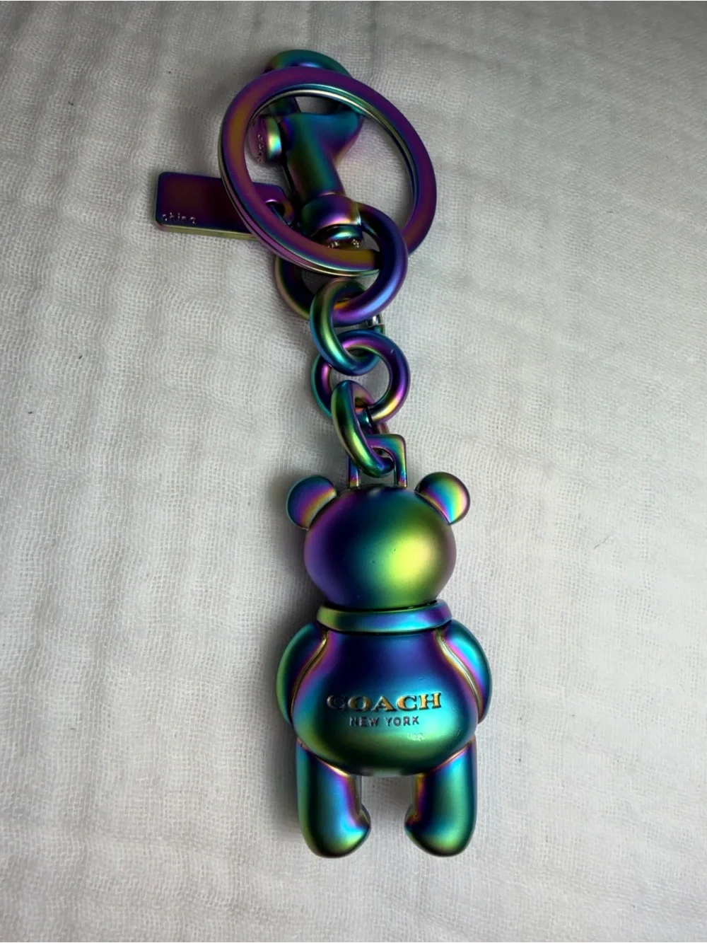 Coach 3D Hologram Oil Slick Teddy Bear Bag Charm
